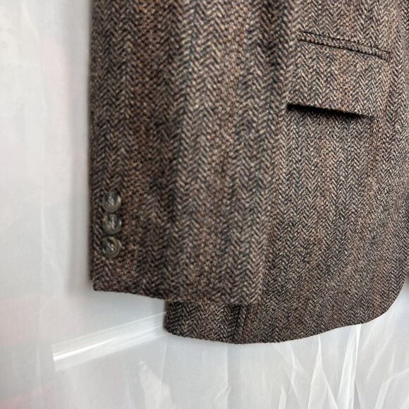 Haggar Imperial 100% wool Tweed Size 40s Blazer Menswear Two Button herringbone - Picture 6 of 13